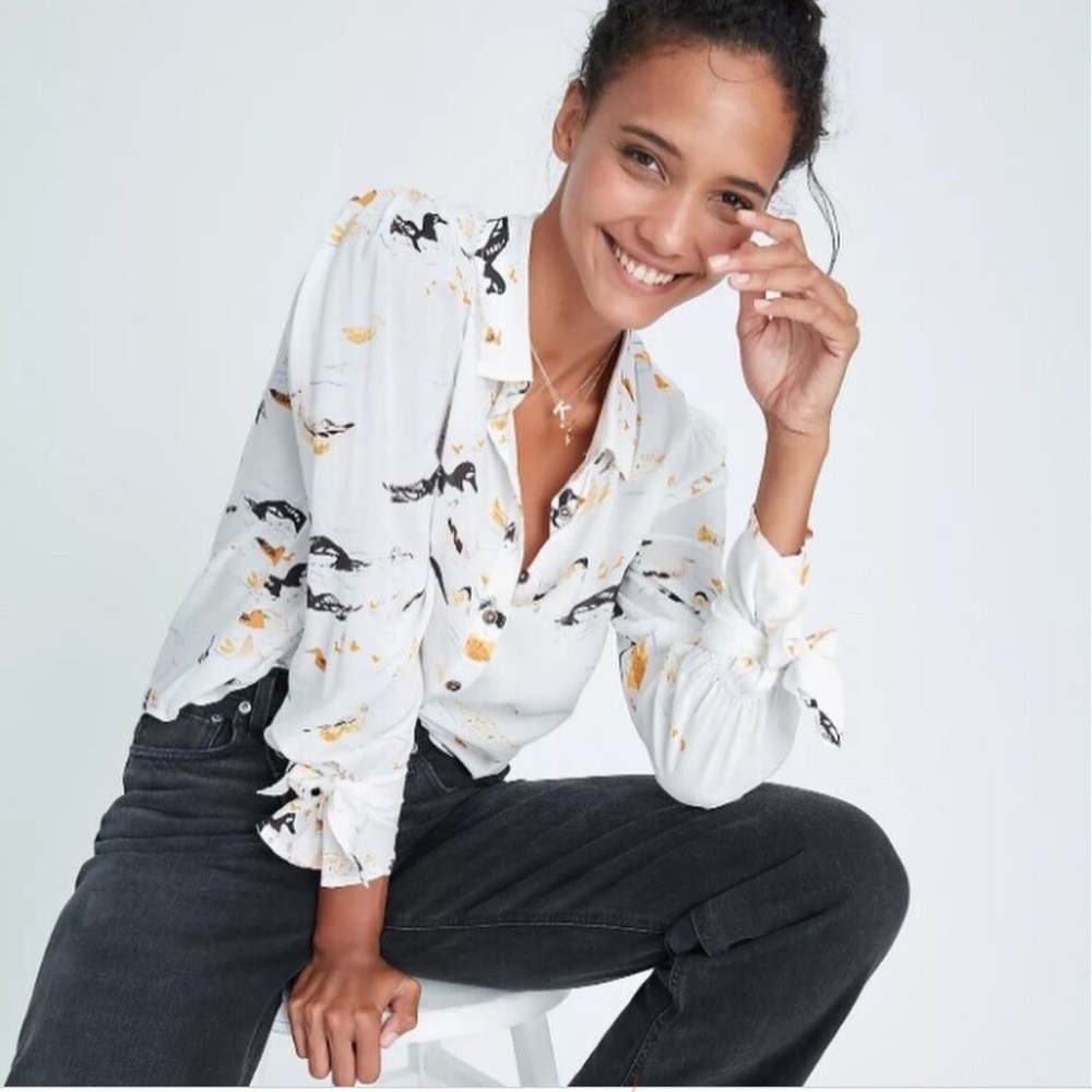 Anthropologie x Margaret Jeane Daydream Buttondown Shirt White • US 6